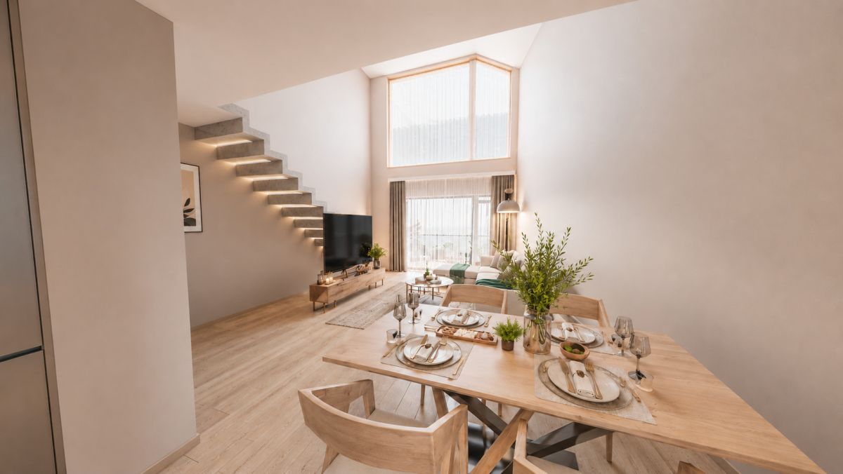 Wysoki salon i dwa poziomy 4 pokojowy apartament - ujecie 2