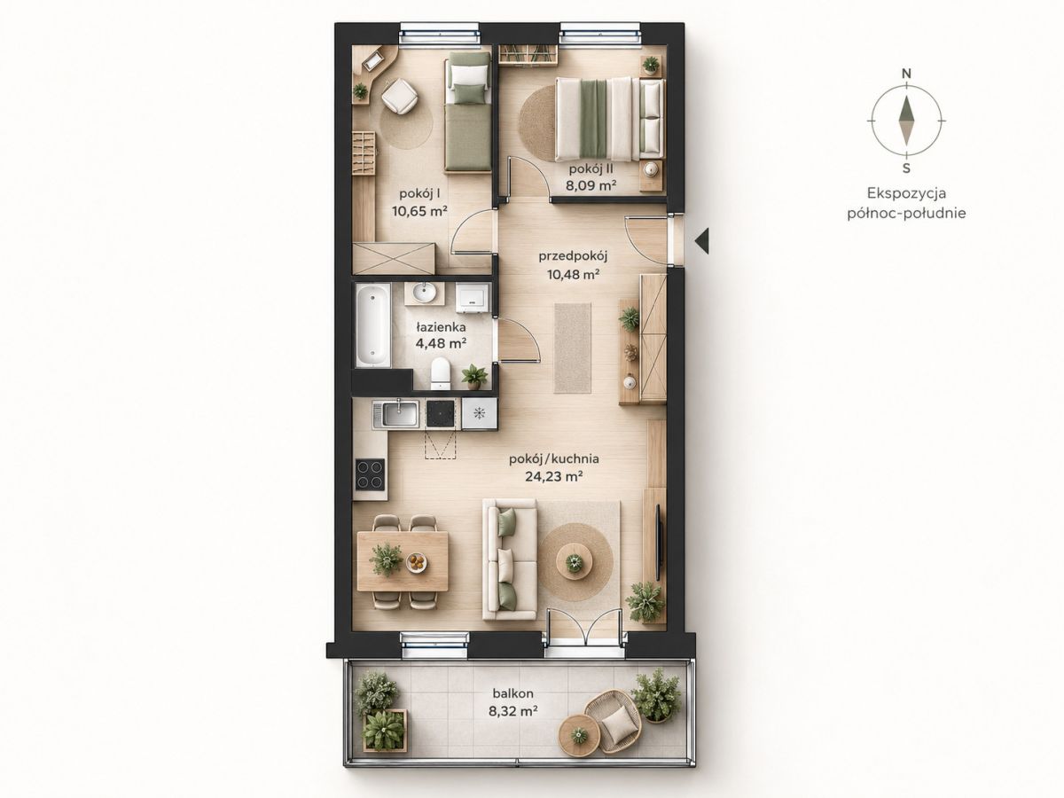 3 pokoje | 58 m2 | II piętro | Gotowe | - ujecie 8