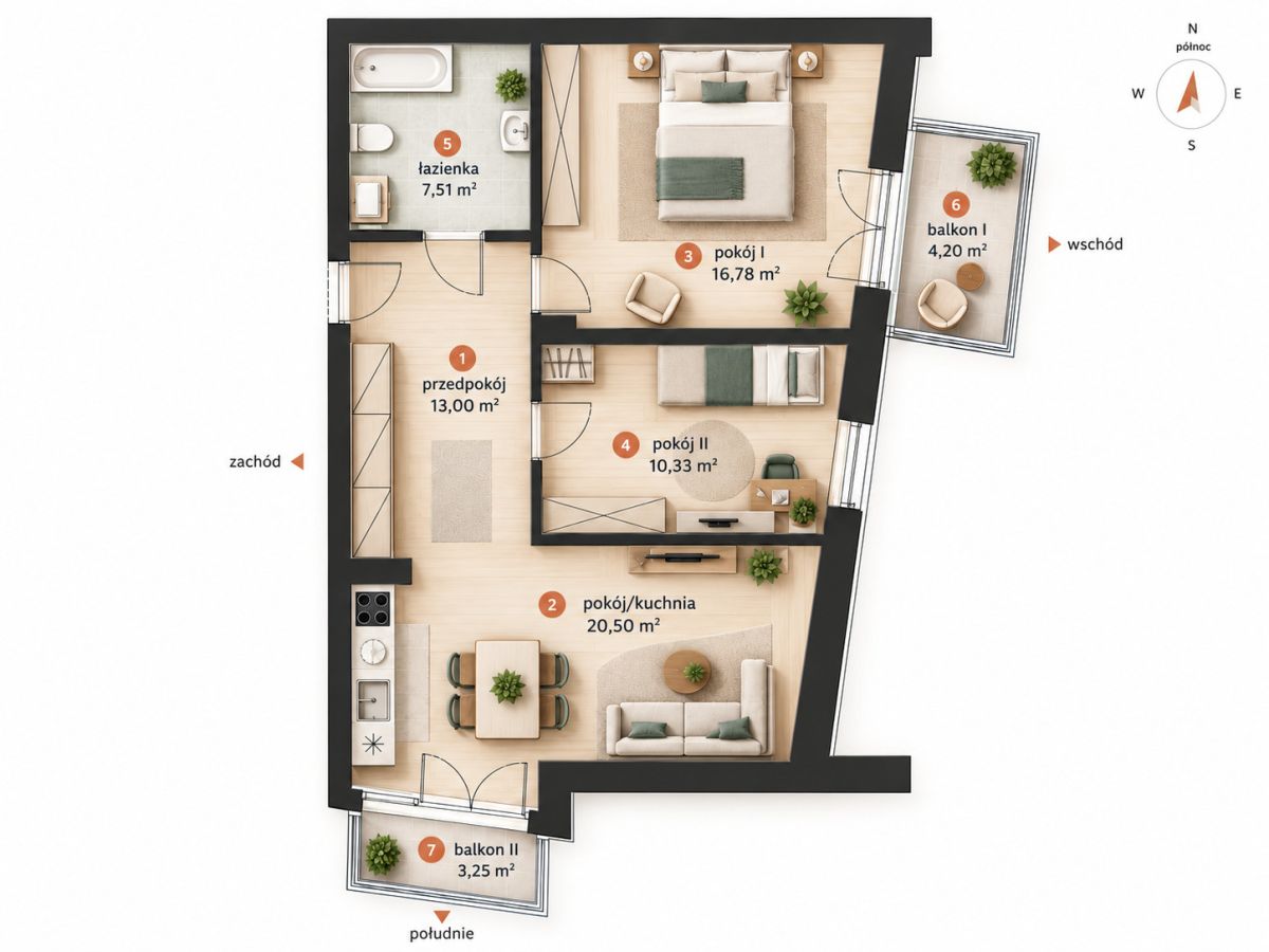3 pokoje | 68 m2 |Ostatni układ| Gotowe | - ujecie 9
