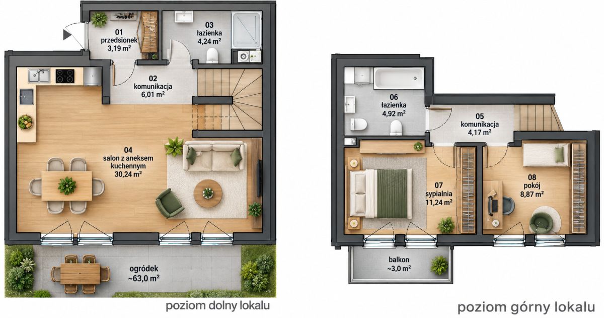 4 pokoje | 73 m2 | Ogródek | RKM | - ujecie 7