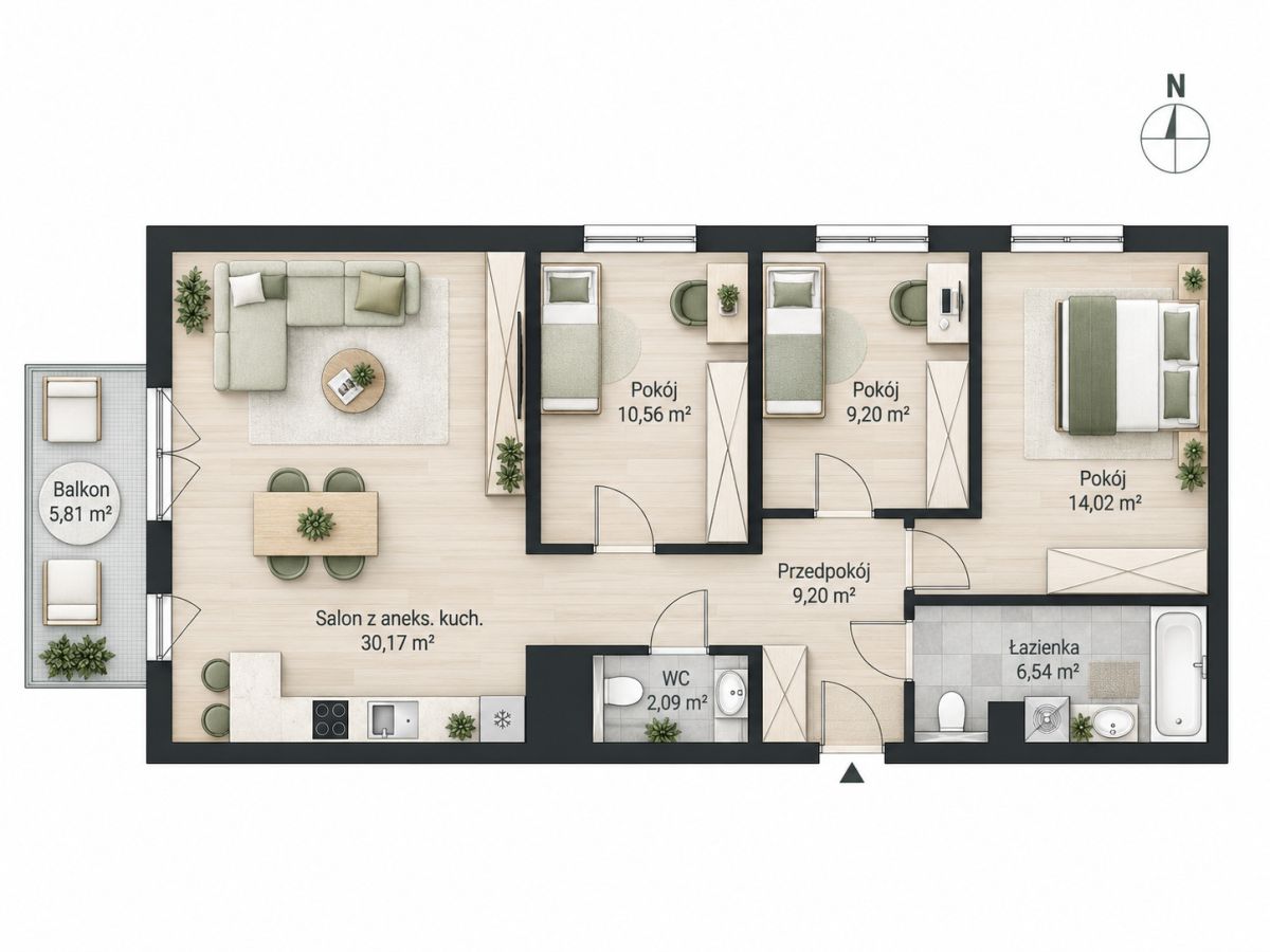 Najwyższe piętro | 4 pokoje | 82 m2 | Bez prowizji - ujecie 9