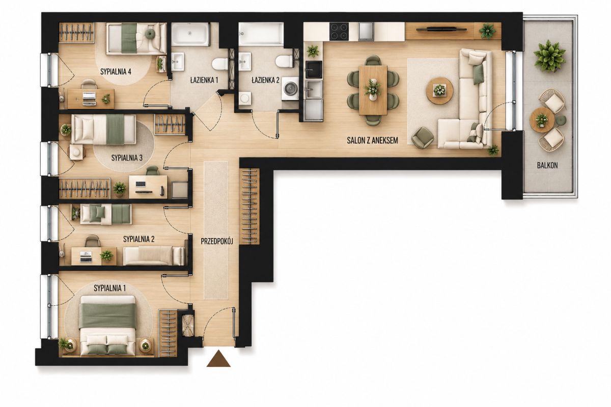 4 sypialnie, duży salon - ostatnie mieszkanie - ujecie 6